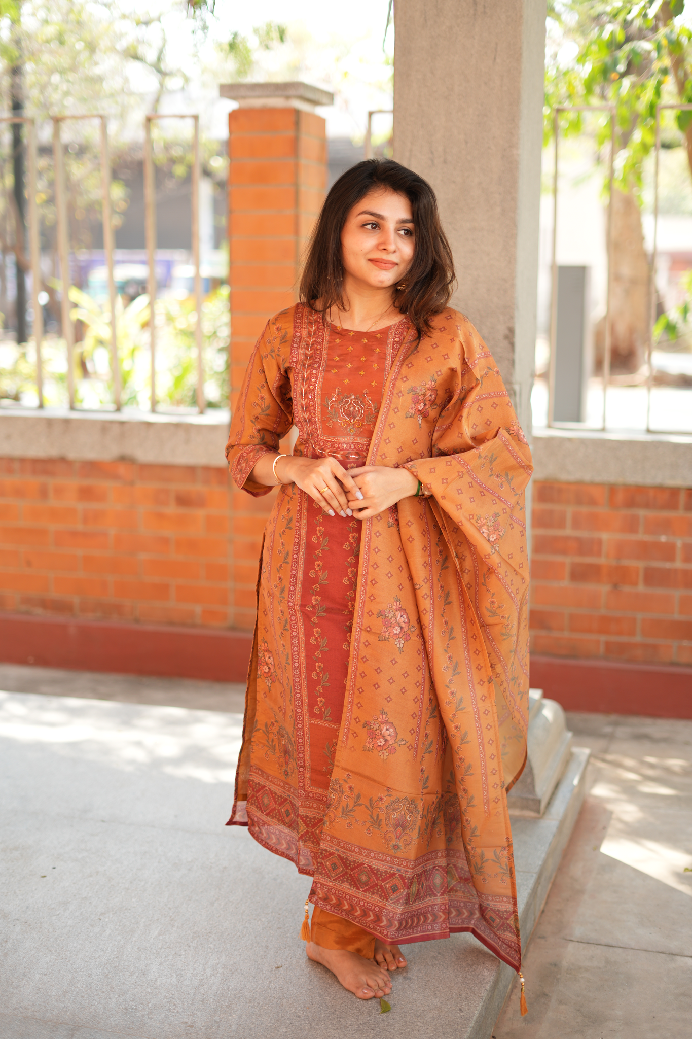 Chanderi Silk Salwar Suit - Mustard