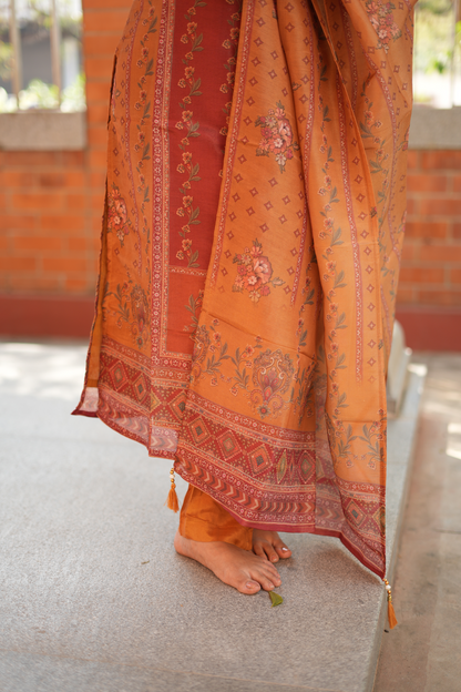 Chanderi Silk Salwar Suit - Mustard