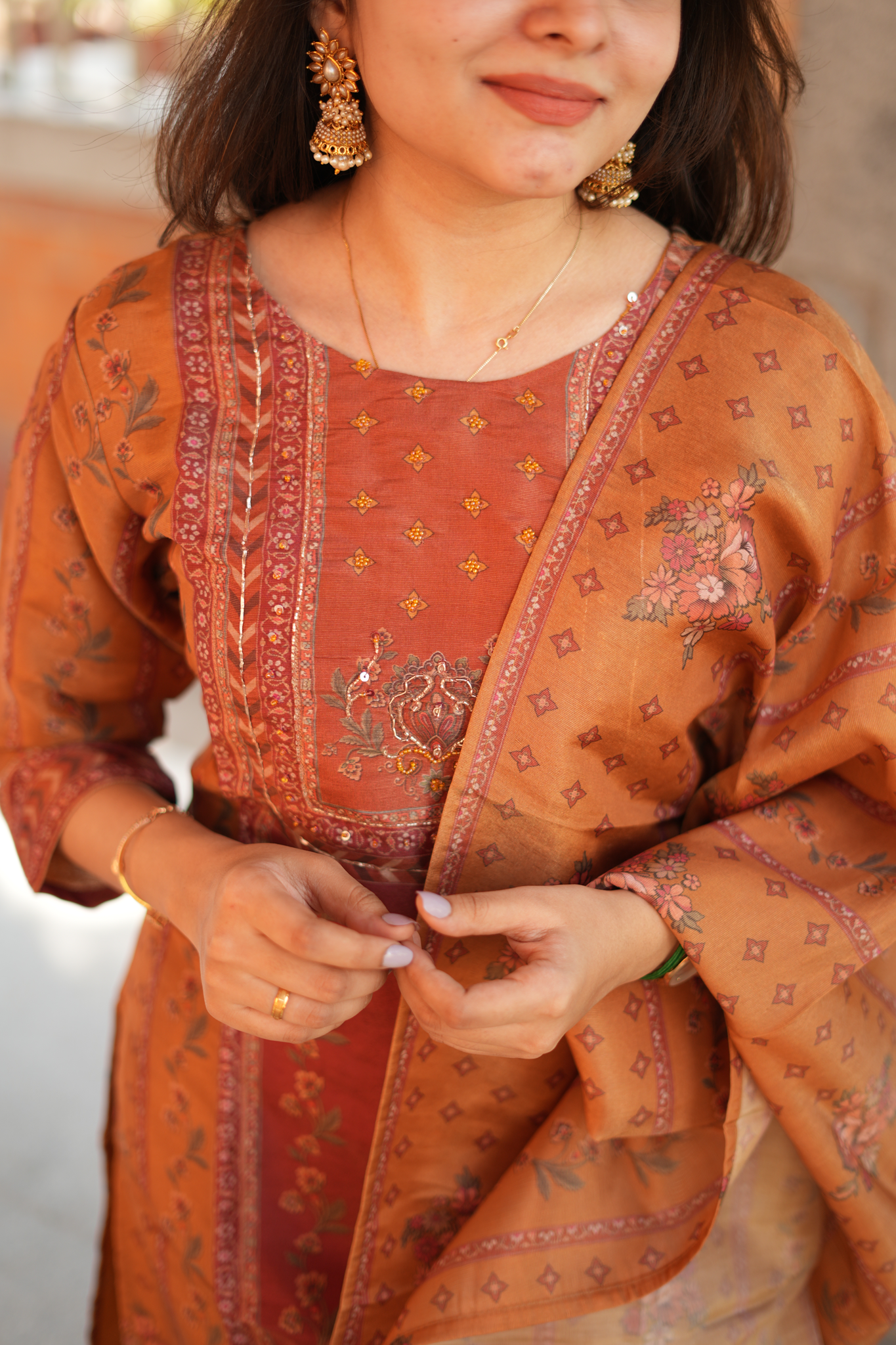 Chanderi Silk Salwar Suit - Mustard