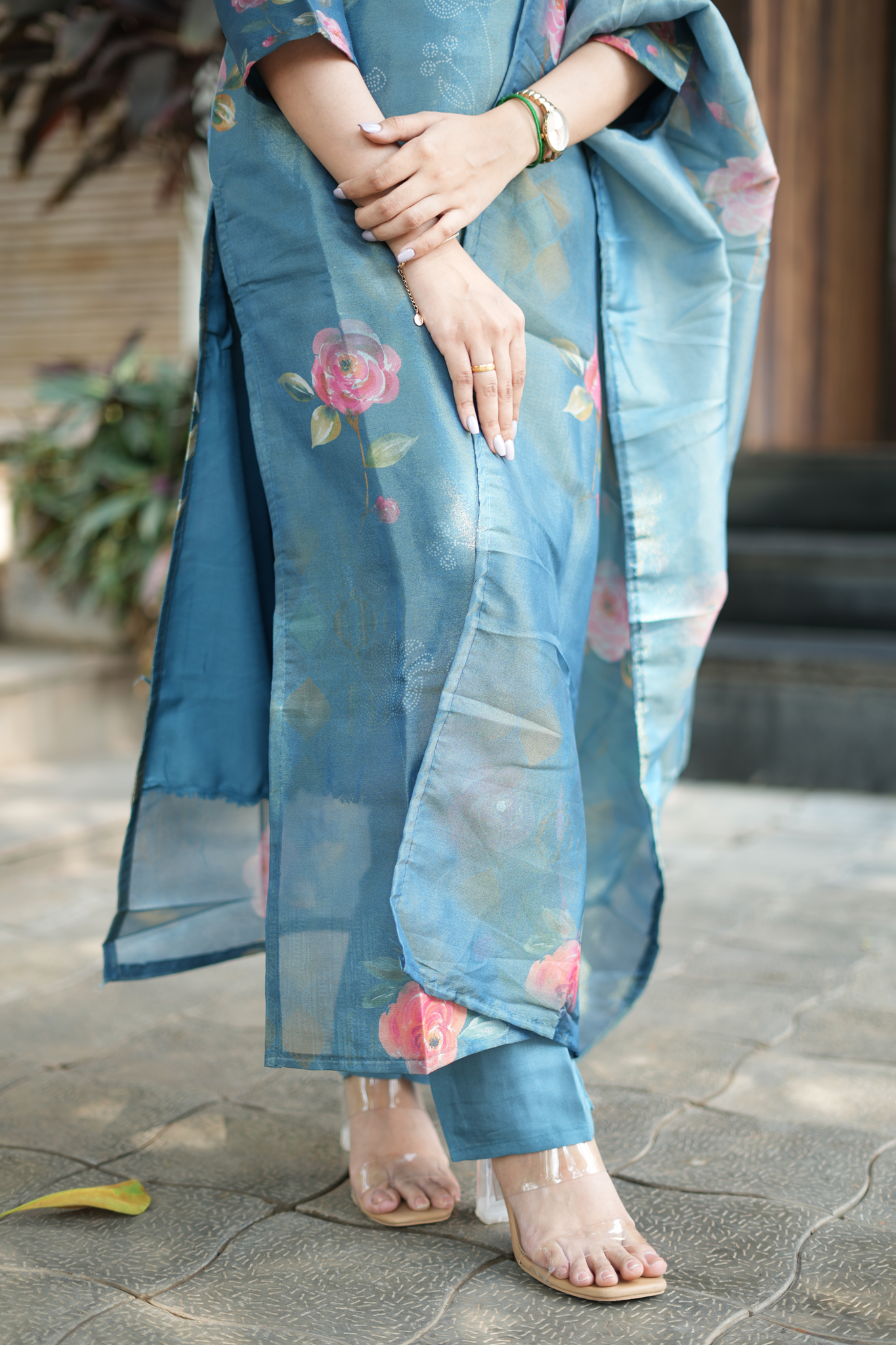 Tissue Silk Shimmer - Salwar Suit Blue
