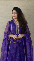 Organza Purple 3 piece salwar suit
