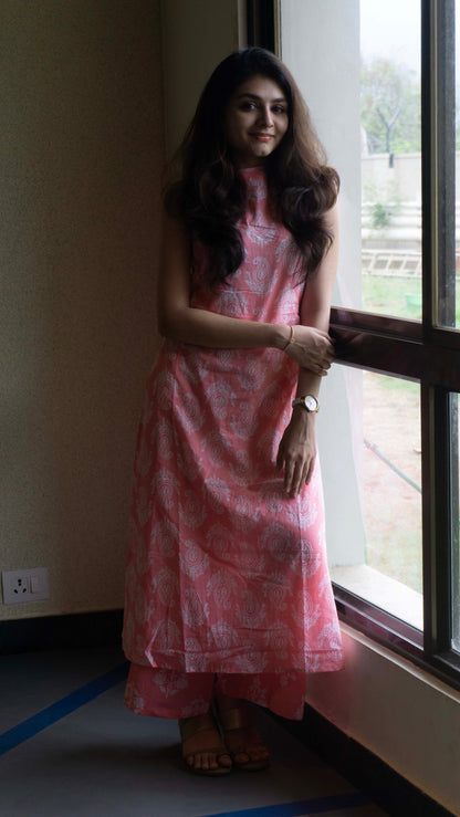 Cotton Kurta Pink - 2 piece sleeveless