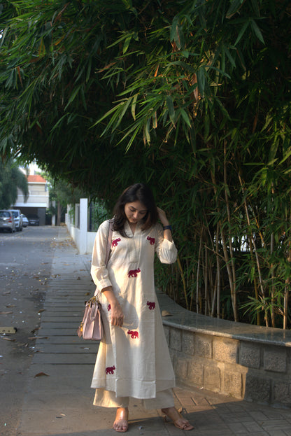 Half White Kurta Set
