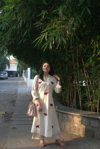 Half White Kurta Set