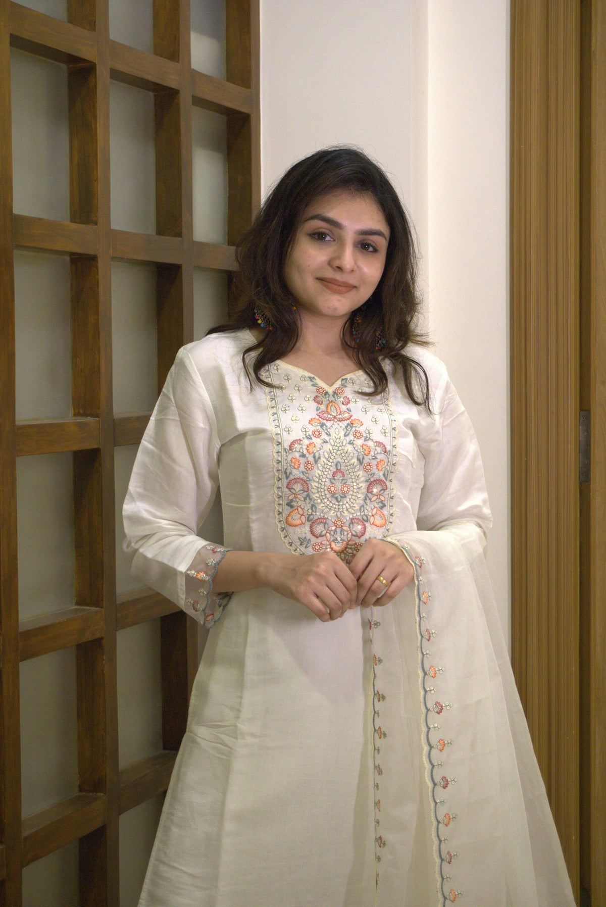 Pure White 3 Piece set - Modal Silk Salwar Suit with Lining