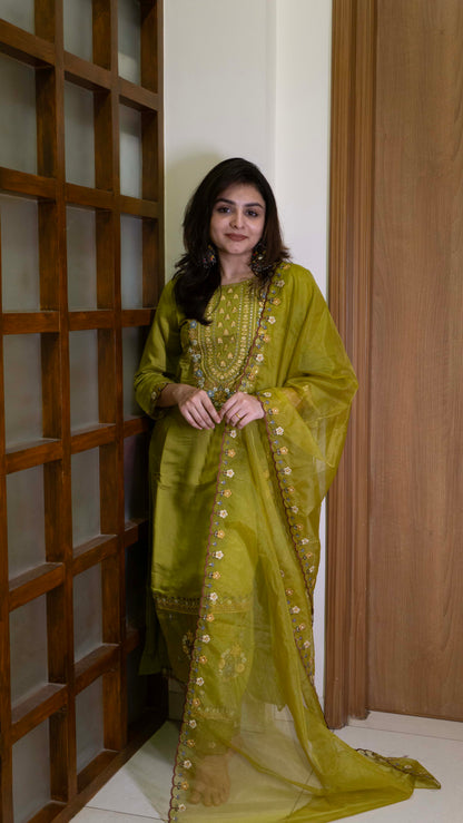 Mehendi Green 3 Piece set - Modal Silk Salwar Suit