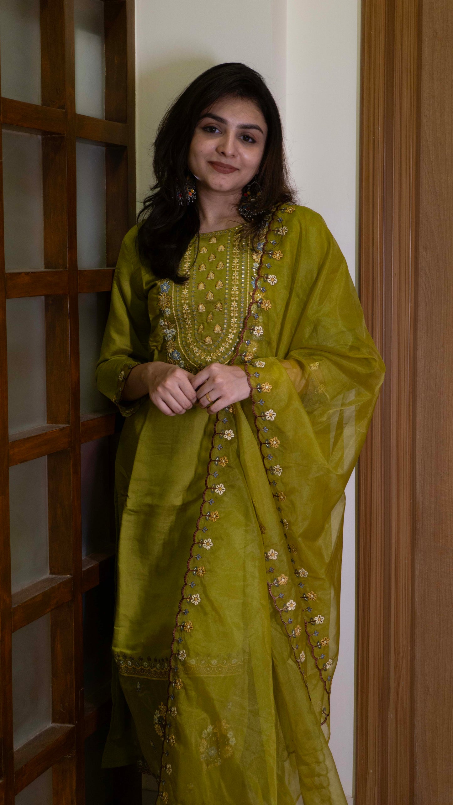 Mehendi Green 3 Piece set - Modal Silk Salwar Suit