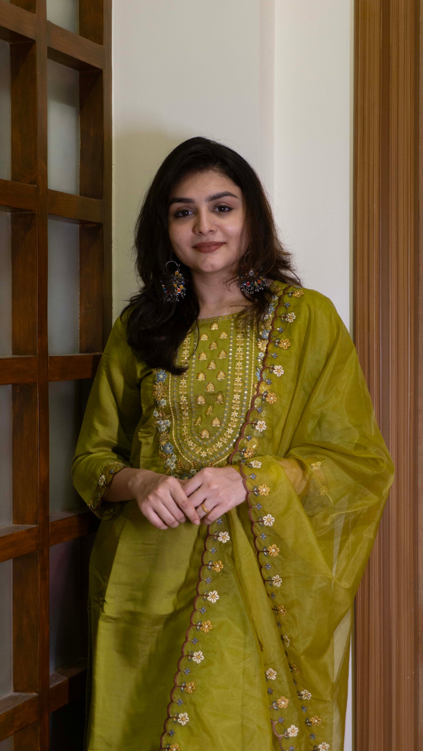 Mehendi Green 3 Piece set - Modal Silk Salwar Suit