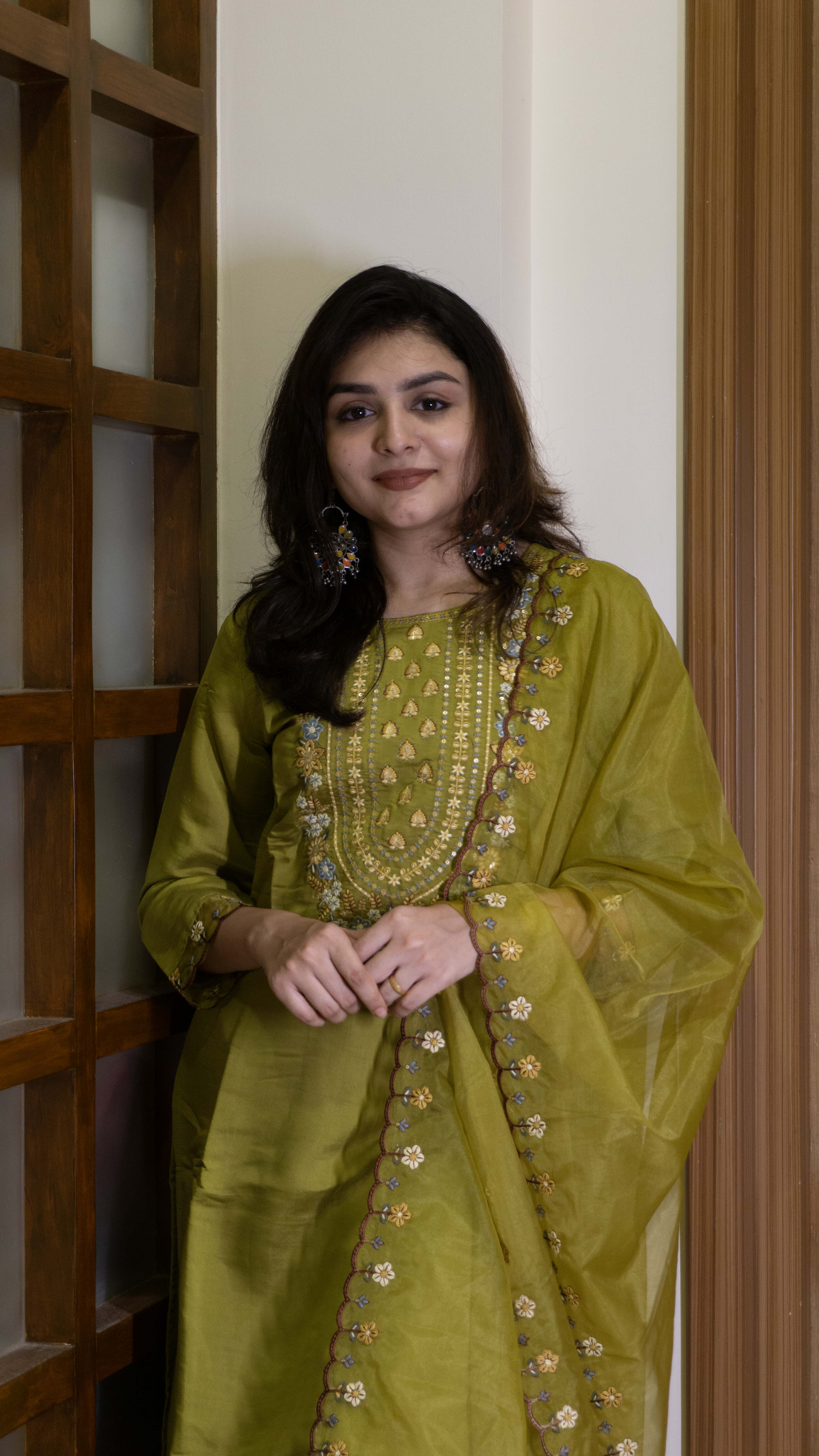 Mehendi Green 3 Piece set - Modal Silk Salwar Suit