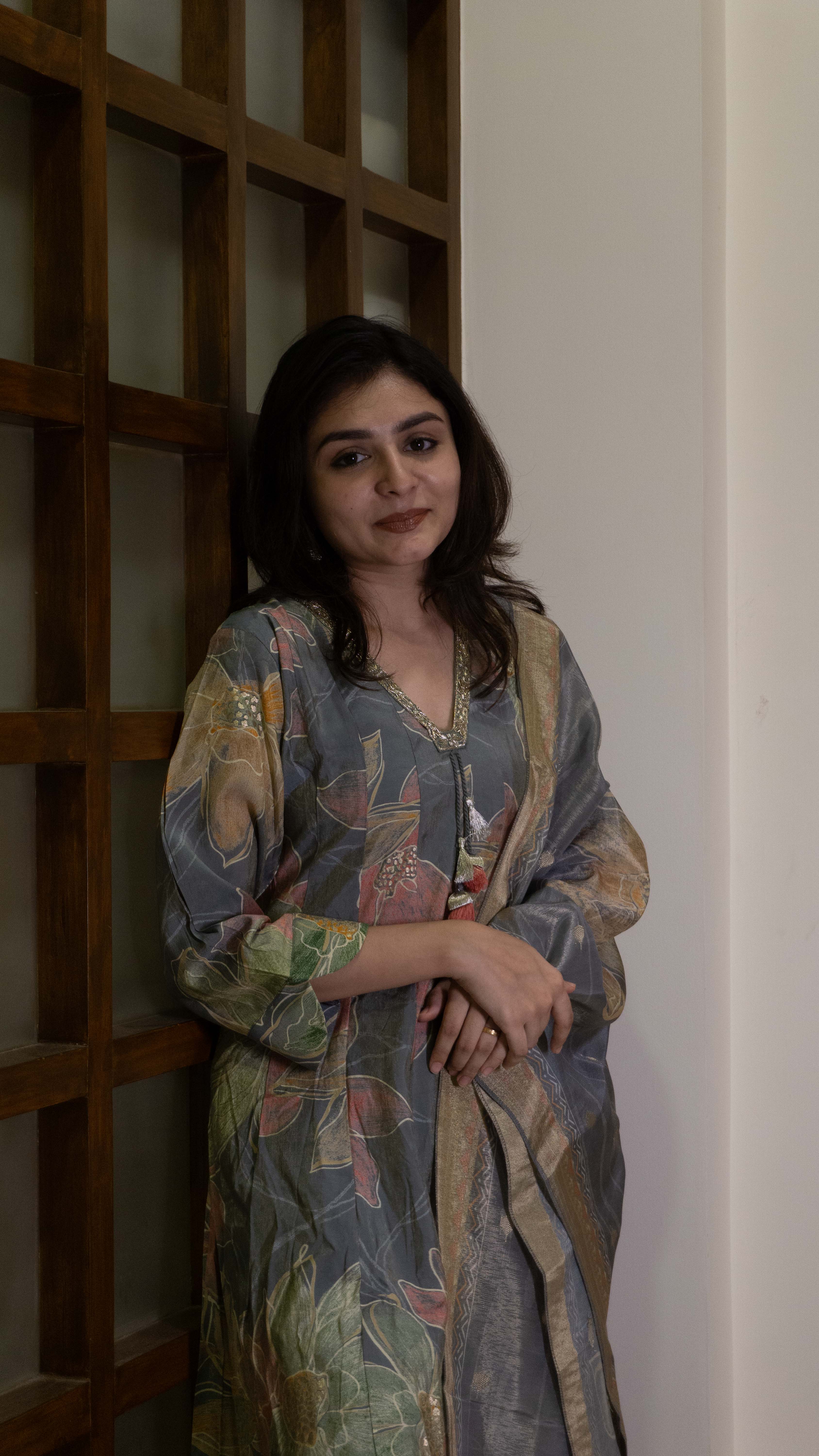 Grey 3 piece - Pure Silk Salwar Suit