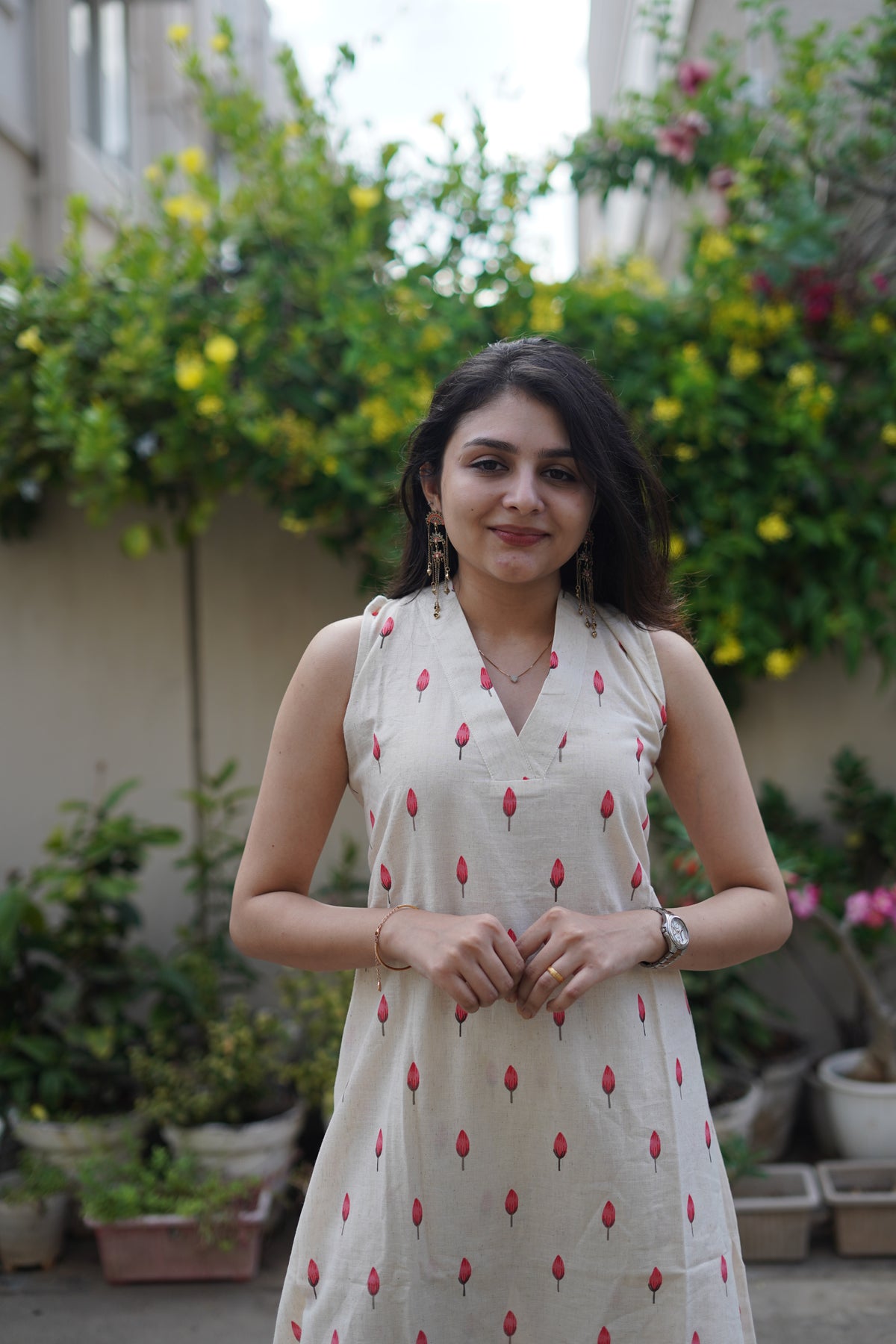 Khadi Cotton Floral Print Kurta Set | Elegant Co-ord Set Pink