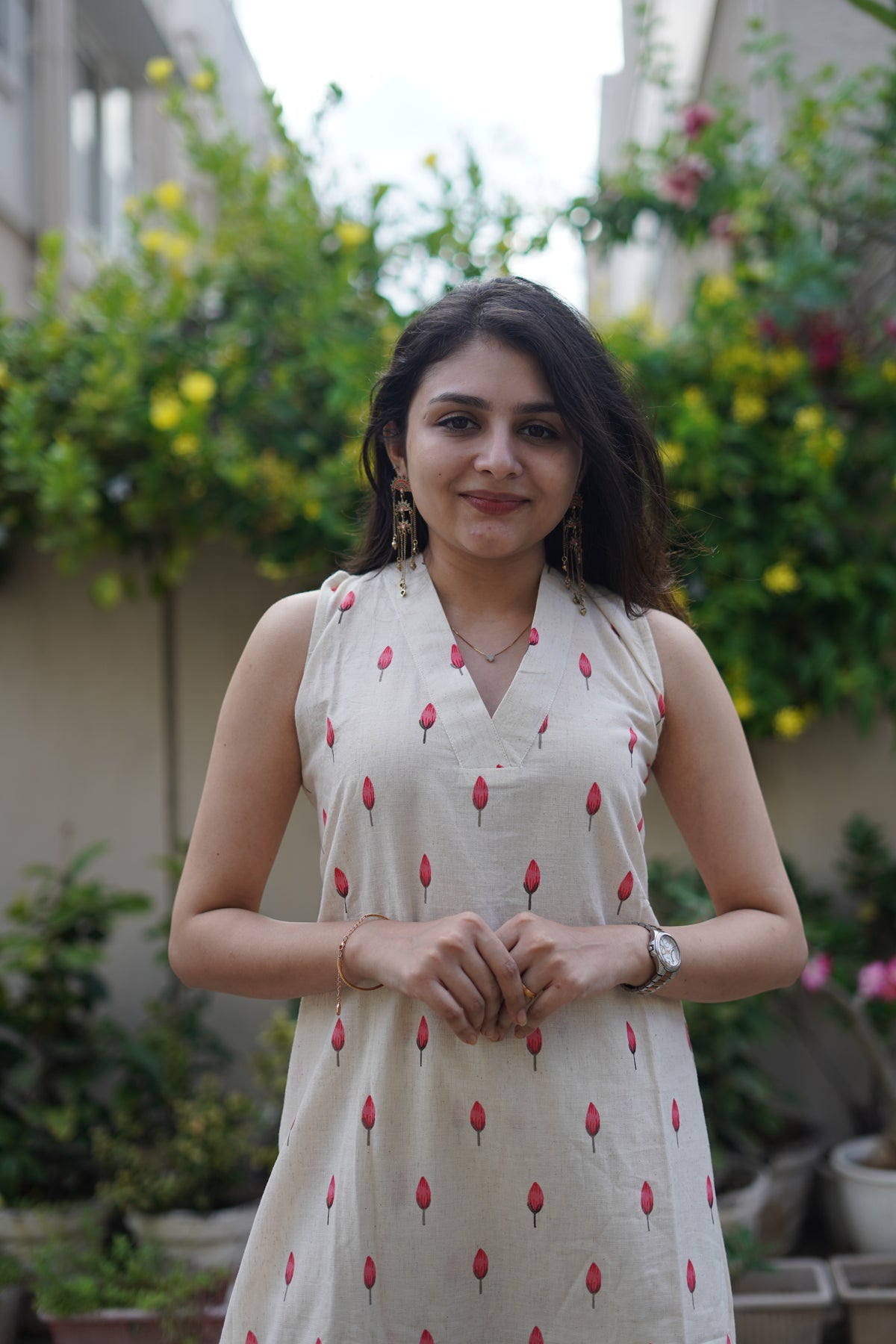 Khadi Cotton Floral Print Kurta Set | Elegant Co-ord Set Pink