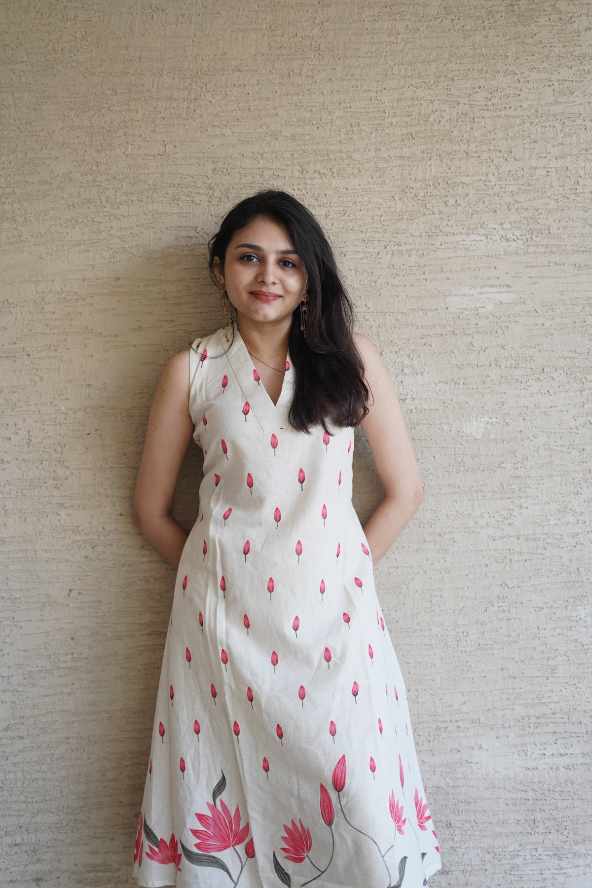 Khadi Cotton Floral Print Kurta Set | Elegant Co-ord Set Pink