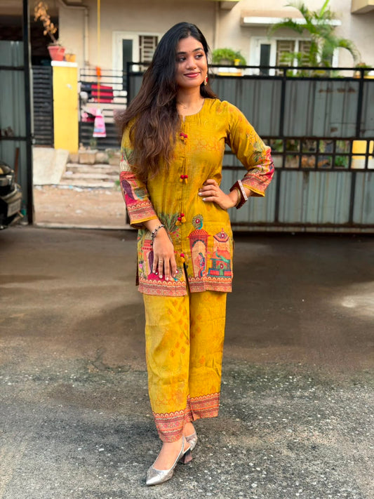 Printed Muslin Silk Co-ords