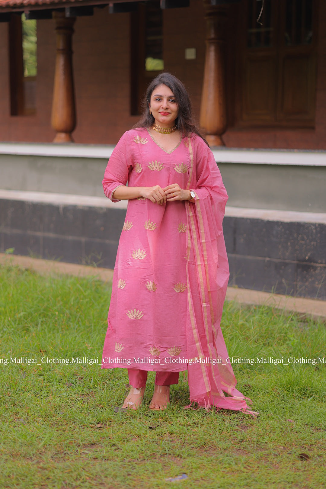 Light Pink Chanderi Silk - Salwar Suit with Lining