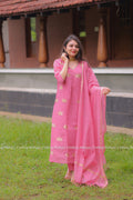 Light Pink Chanderi Silk - Salwar Suit with Lining