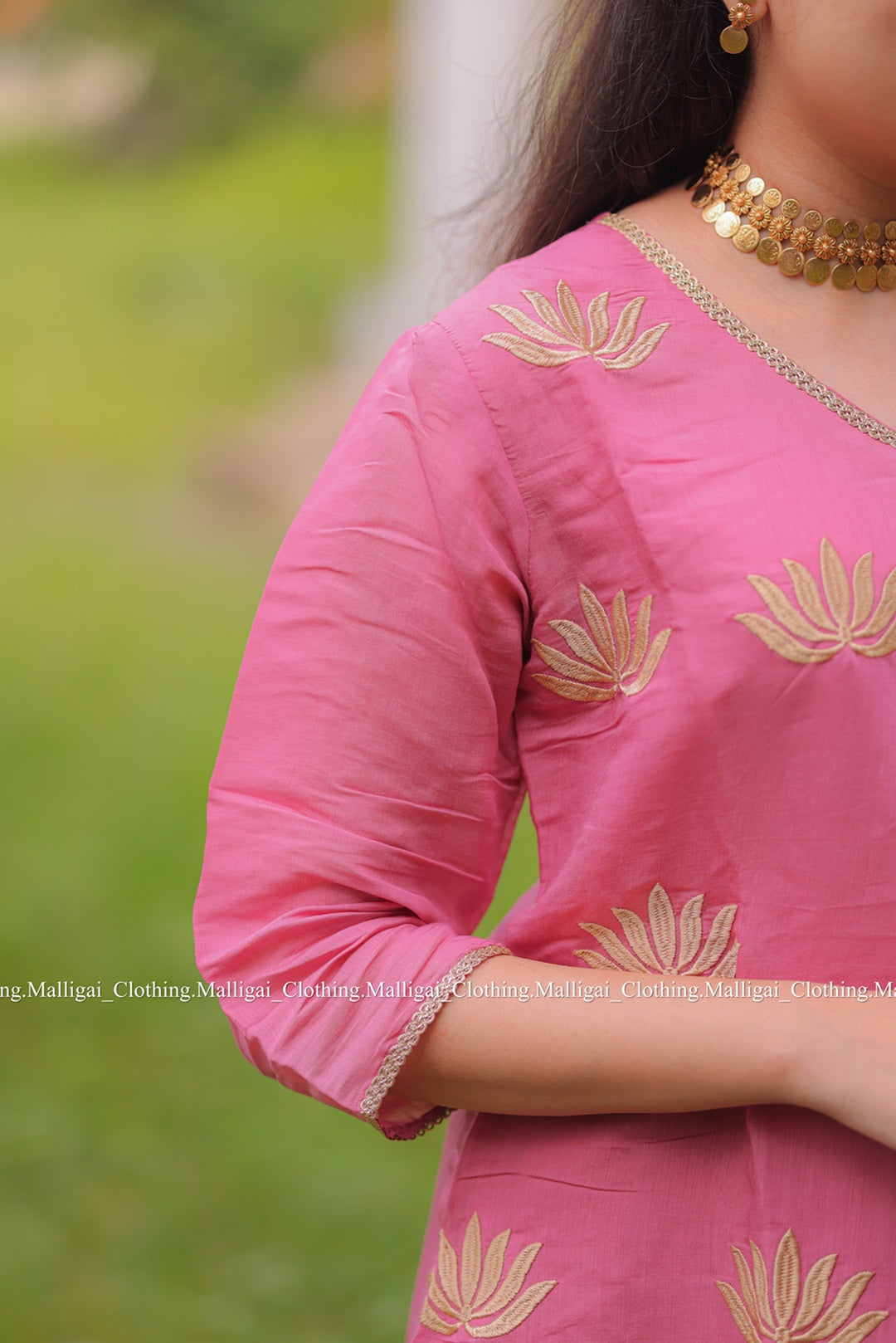 Light Pink Chanderi Silk - Salwar Suit with Lining