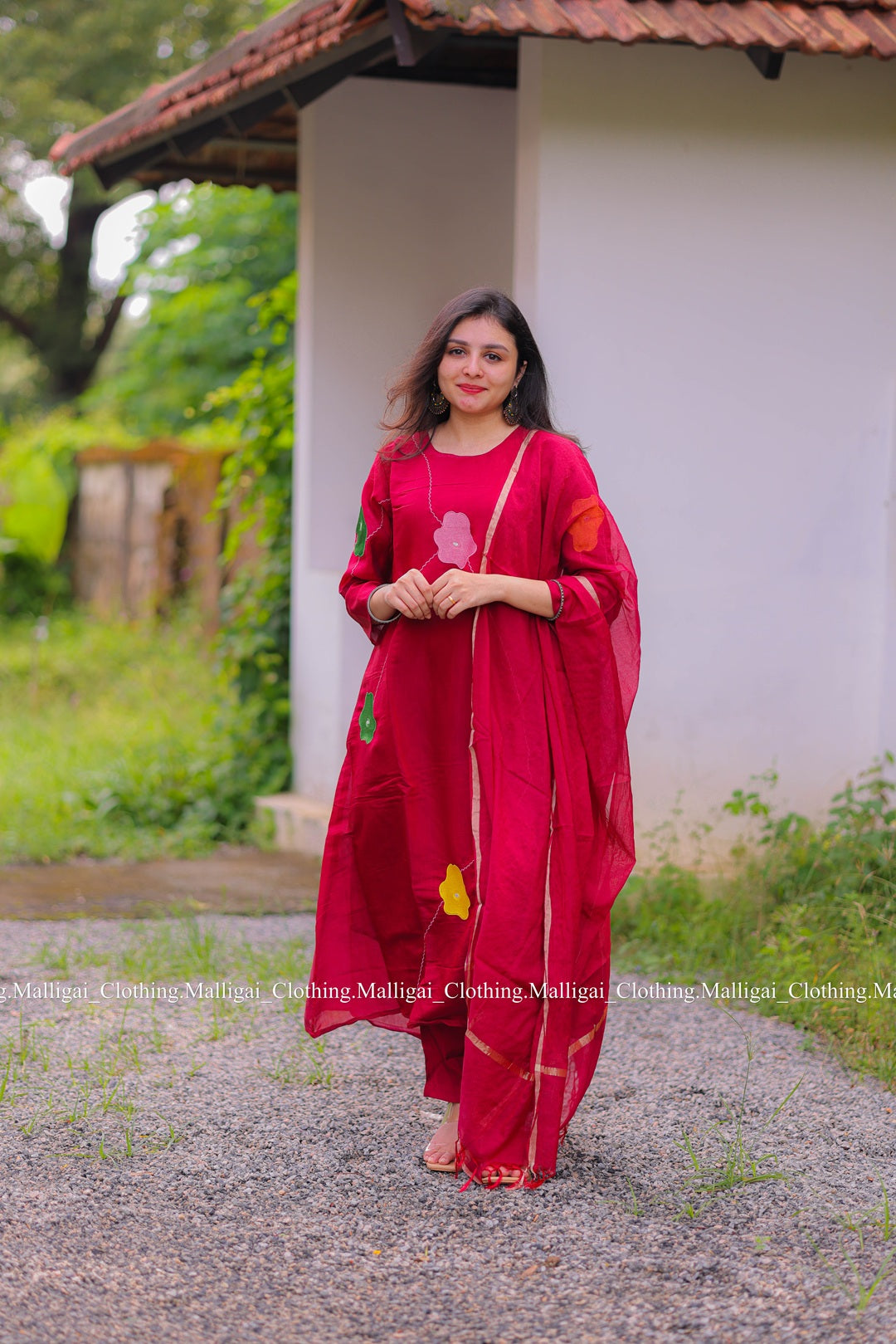 Chanderi Silk - Maroon Salwar suit with Lining