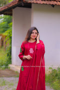 Chanderi Silk - Maroon Salwar suit with Lining