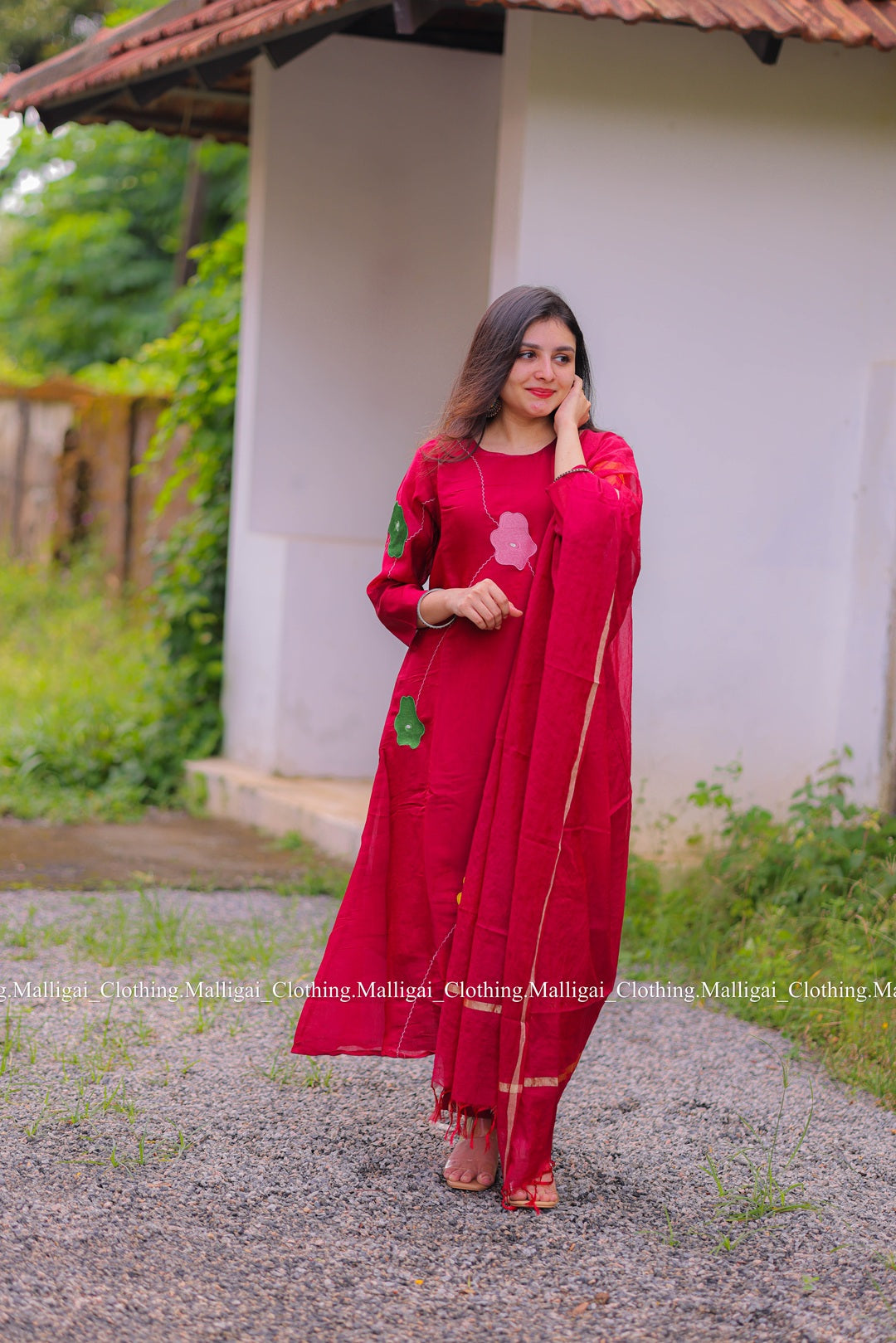 Chanderi Silk - Maroon Salwar suit with Lining