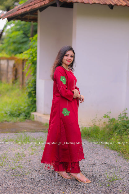 Chanderi Silk - Maroon Salwar suit with Lining