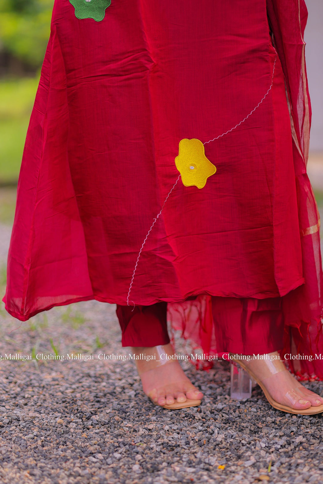 Chanderi Silk - Maroon Salwar suit with Lining