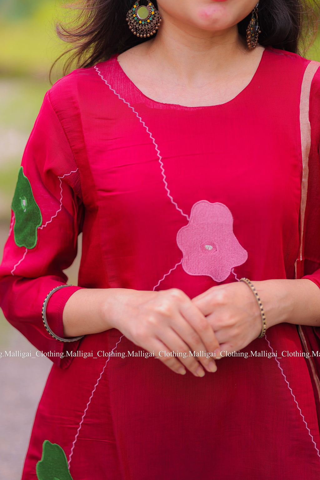 Chanderi Silk - Maroon Salwar suit with Lining
