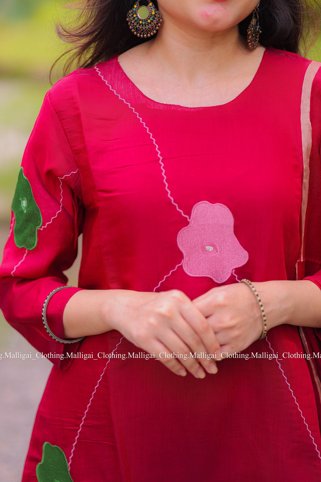 Chanderi Silk - Maroon Salwar suit with Lining