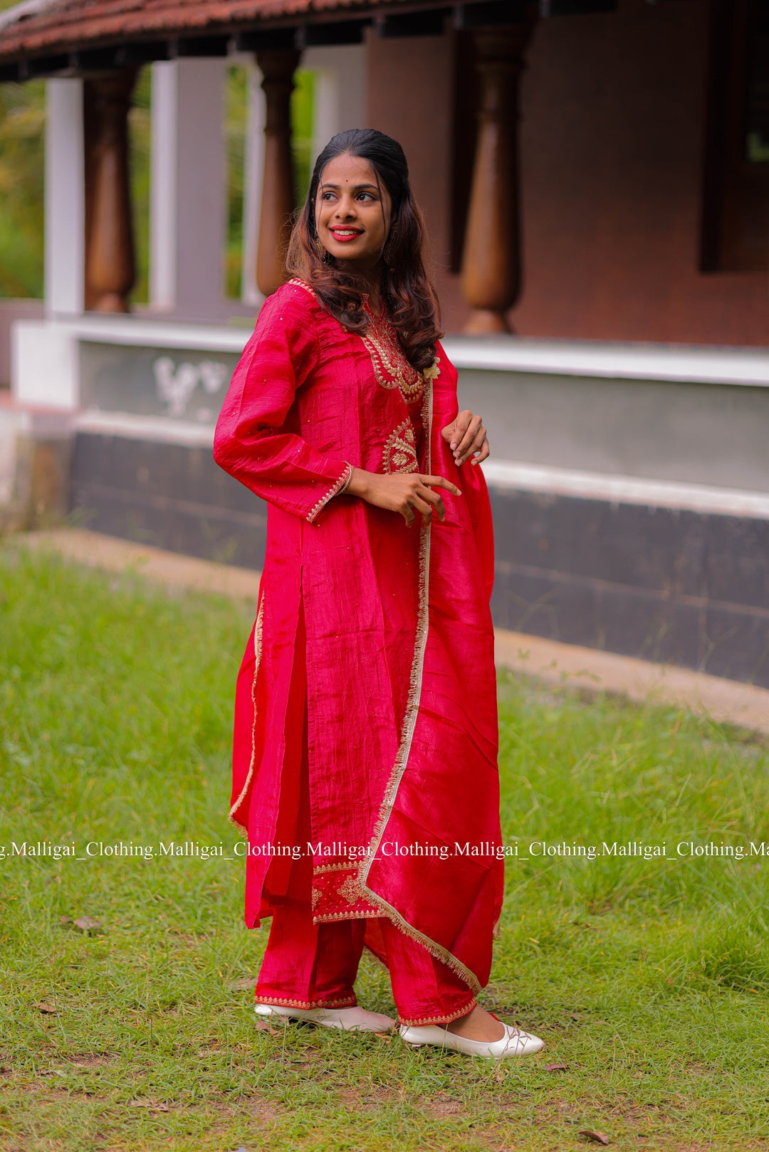 Red Tissue Pure Silk - with Lining