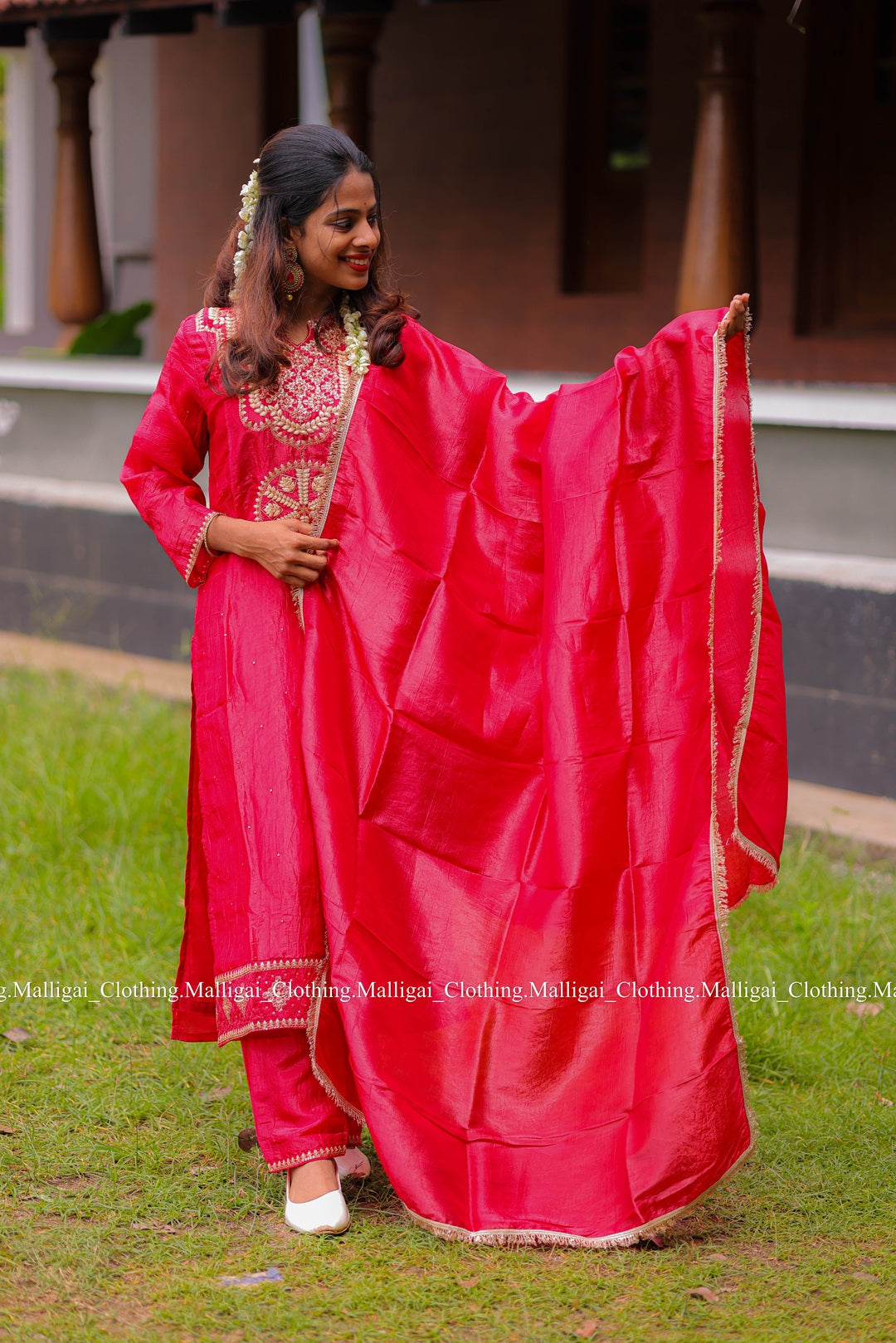 Red Tissue Pure Silk - with Lining