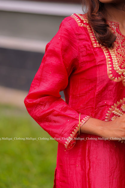 Red Tissue Pure Silk - with Lining