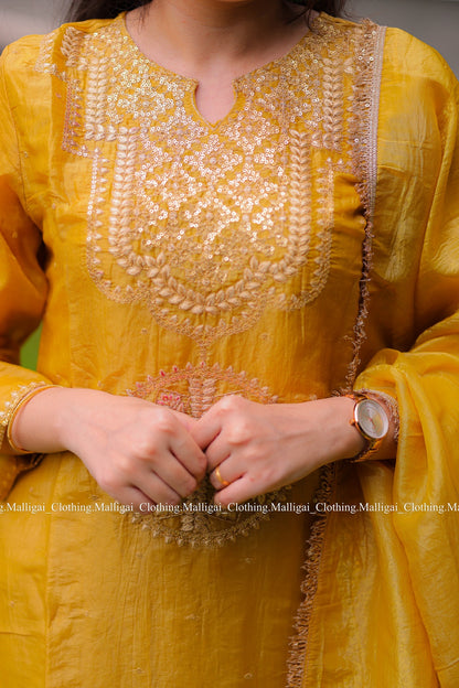 Mustard Tissue Pure Silk - with Lining