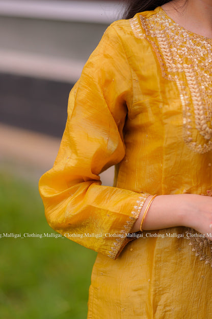 Mustard Tissue Pure Silk - with Lining