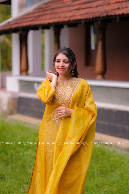 Mustard Tissue Pure Silk - with Lining