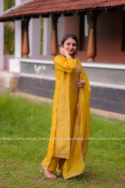 Mustard Tissue Pure Silk - with Lining