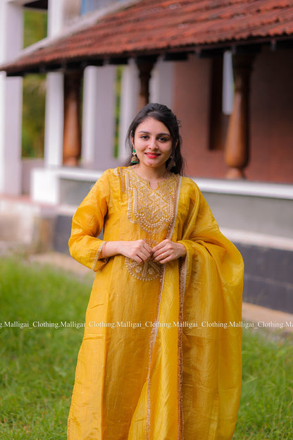 Mustard Tissue Pure Silk - with Lining