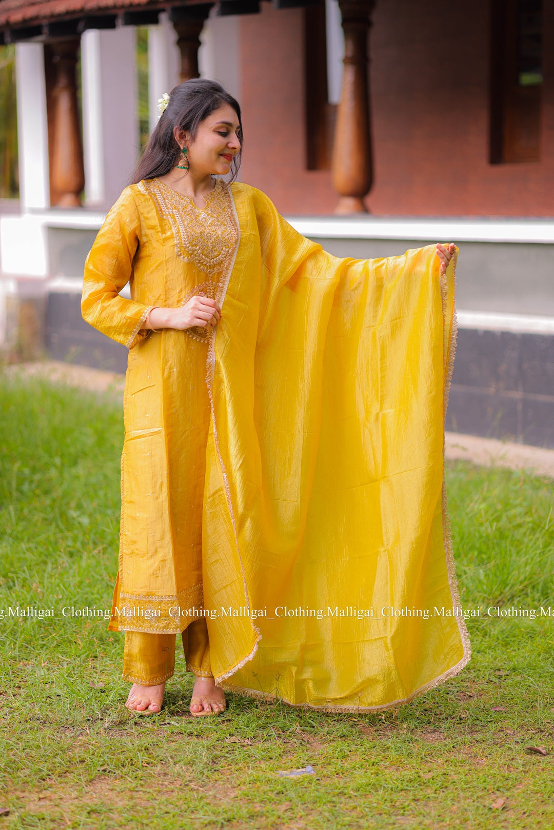 Mustard Tissue Pure Silk - with Lining