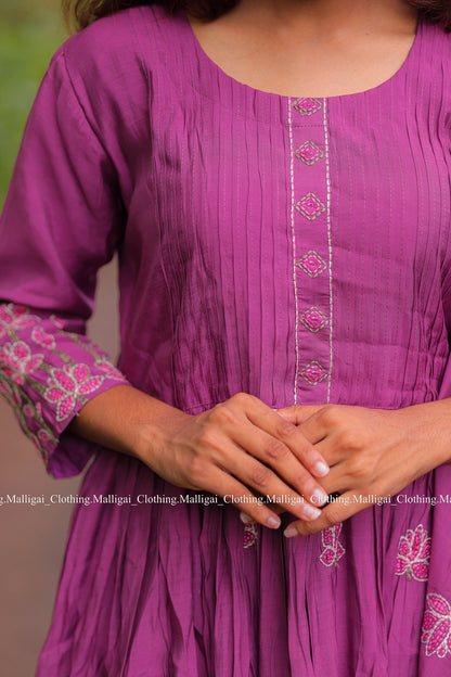 Chanderi Silk - Purple 3 piece salwar suit with Lining