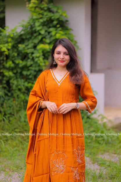 Light Brow Chanderi Silk - 3 Piece Salwar Suit