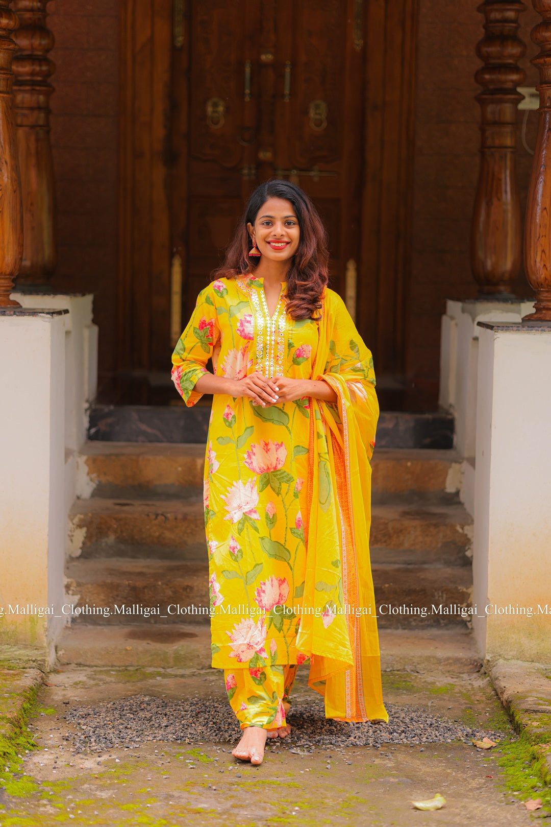 Yellow Cotton Salwar Suit - 3-piece salwar suit