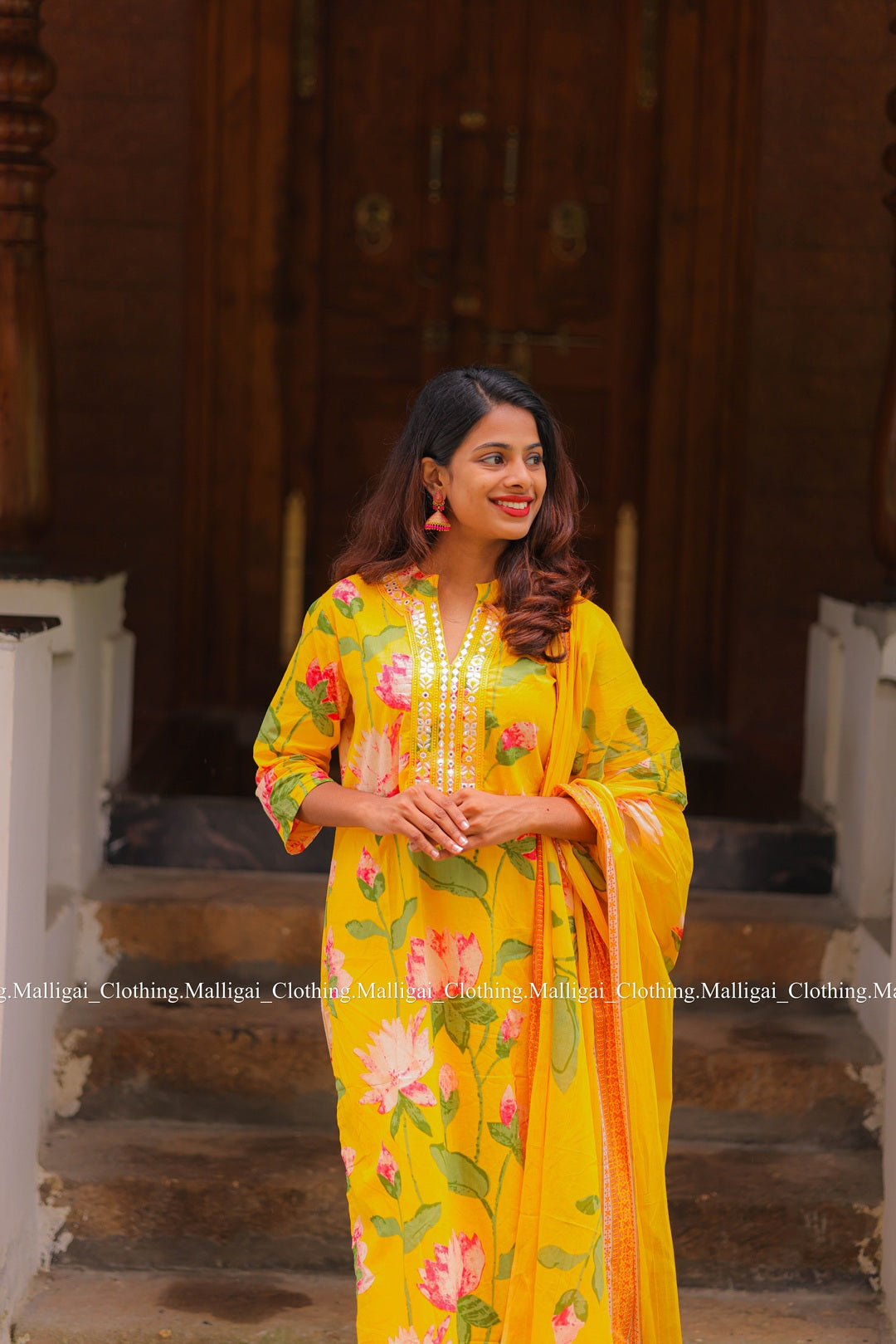 Yellow Cotton Salwar Suit - 3-piece salwar suit