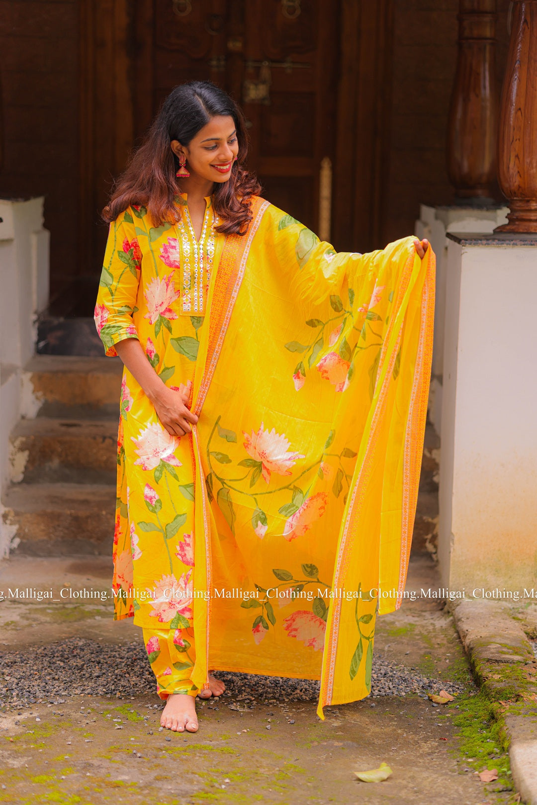 Yellow Cotton Salwar Suit - 3-piece salwar suit