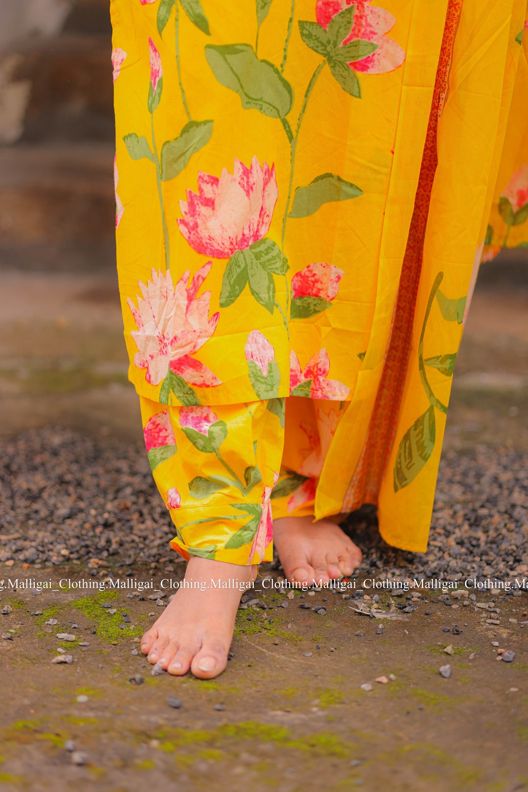 Yellow Cotton Salwar Suit - 3-piece salwar suit