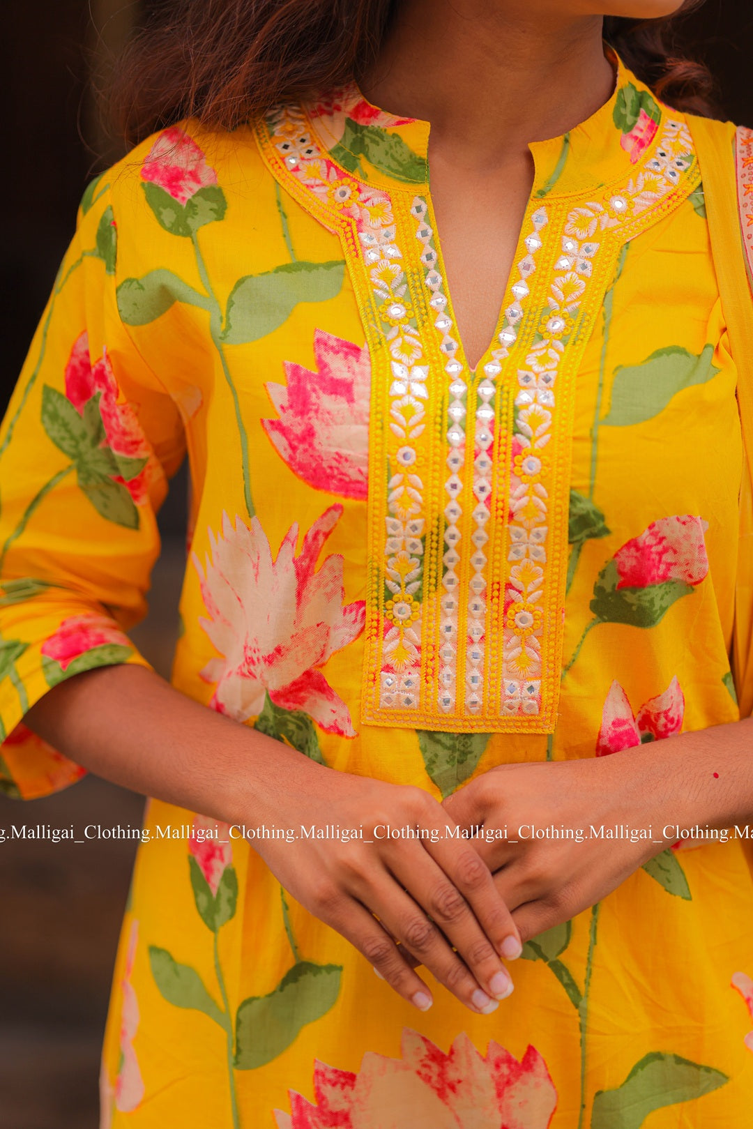 Yellow Cotton Salwar Suit - 3-piece salwar suit