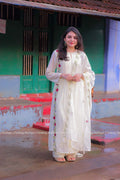 White Chanderi Silk - 3 Piece Salwar Suit with Lining