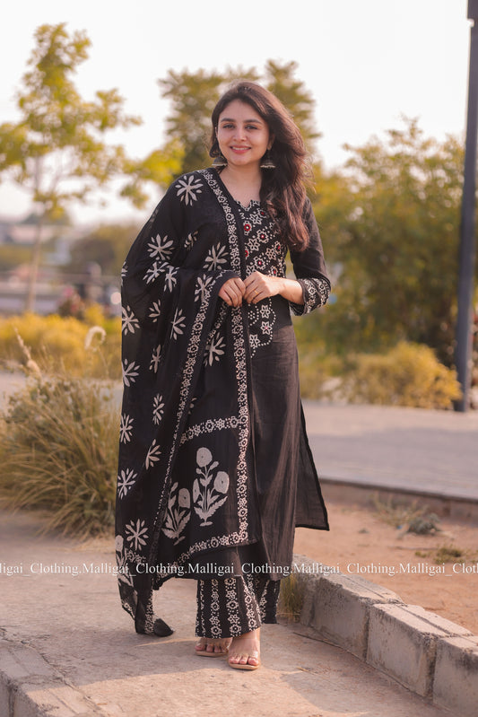 Cotton Salwar Suit - Black