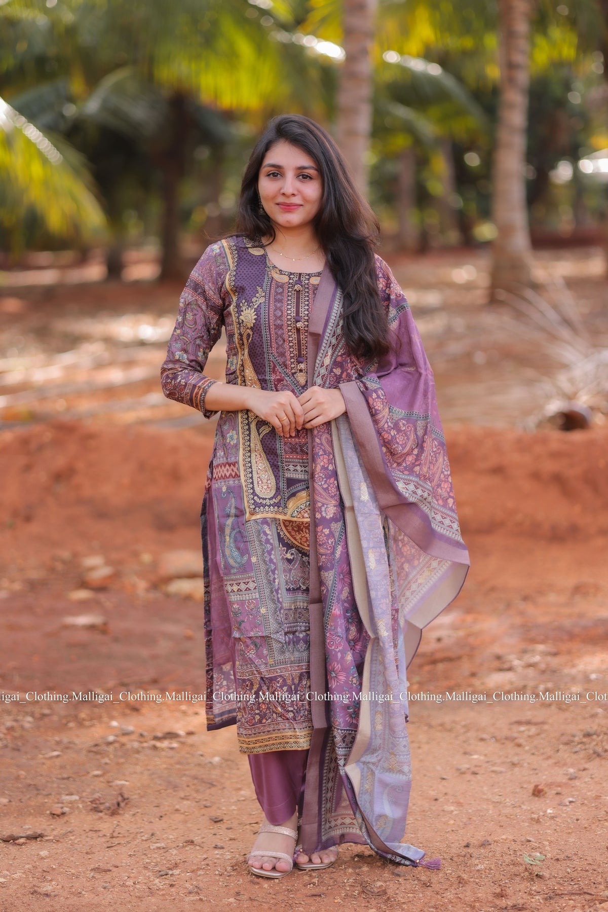 Russian Silk Jacquard with hand work in Daman Salwar Suit Set with Top, Pant and Dupatta with Pockets - Onion Pink