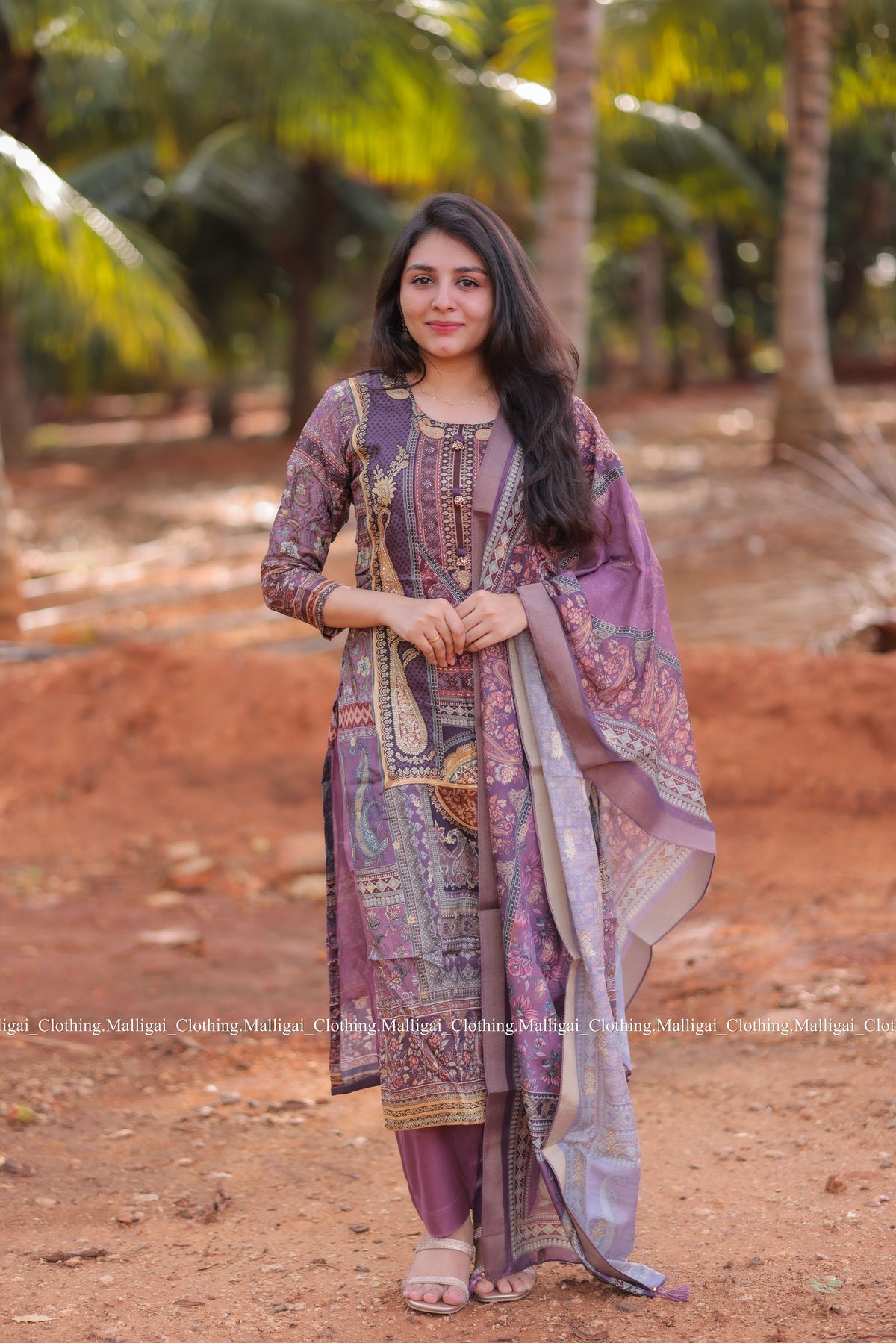 Russian Silk Jacquard with hand work in Daman Salwar Suit Set with Top, Pant and Dupatta with Pockets - Onion Pink