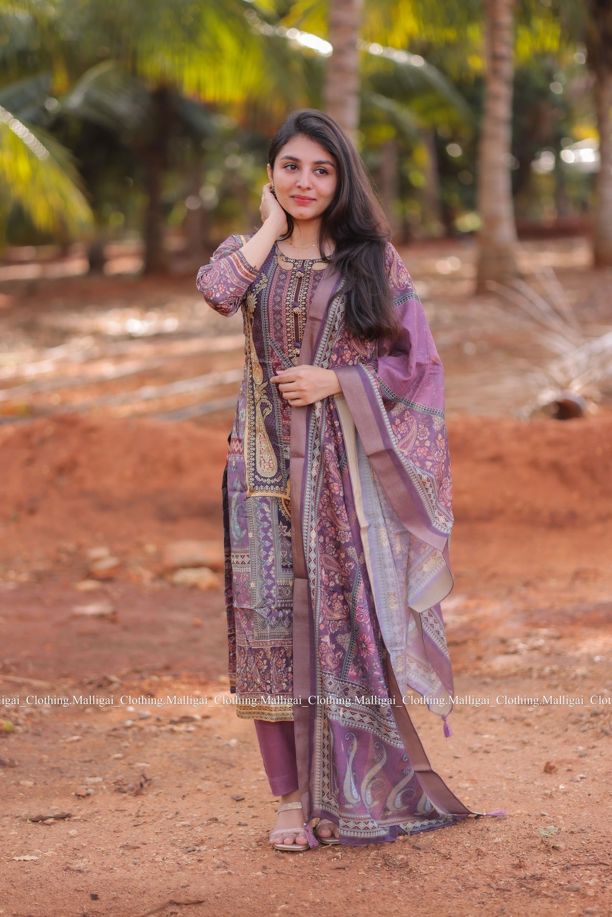 Russian Silk Jacquard with hand work in Daman Salwar Suit Set with Top, Pant and Dupatta with Pockets - Onion Pink