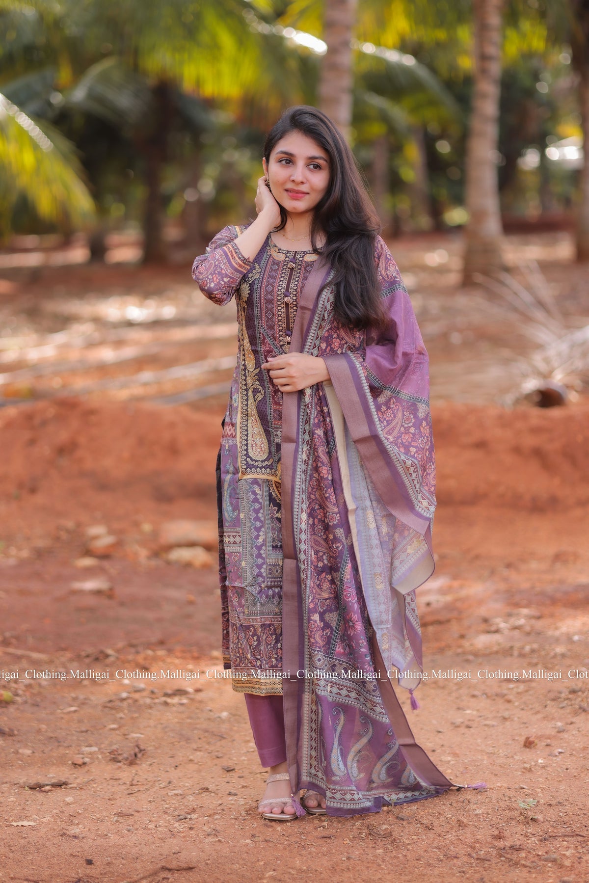 Russian Silk Jacquard with hand work in Daman Salwar Suit Set with Top, Pant and Dupatta with Pockets - Onion Pink